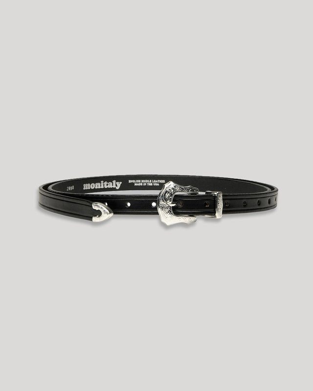 Extended 3 4 Stitched Belt With 3 Pc Silver Buckle Set Monitaly