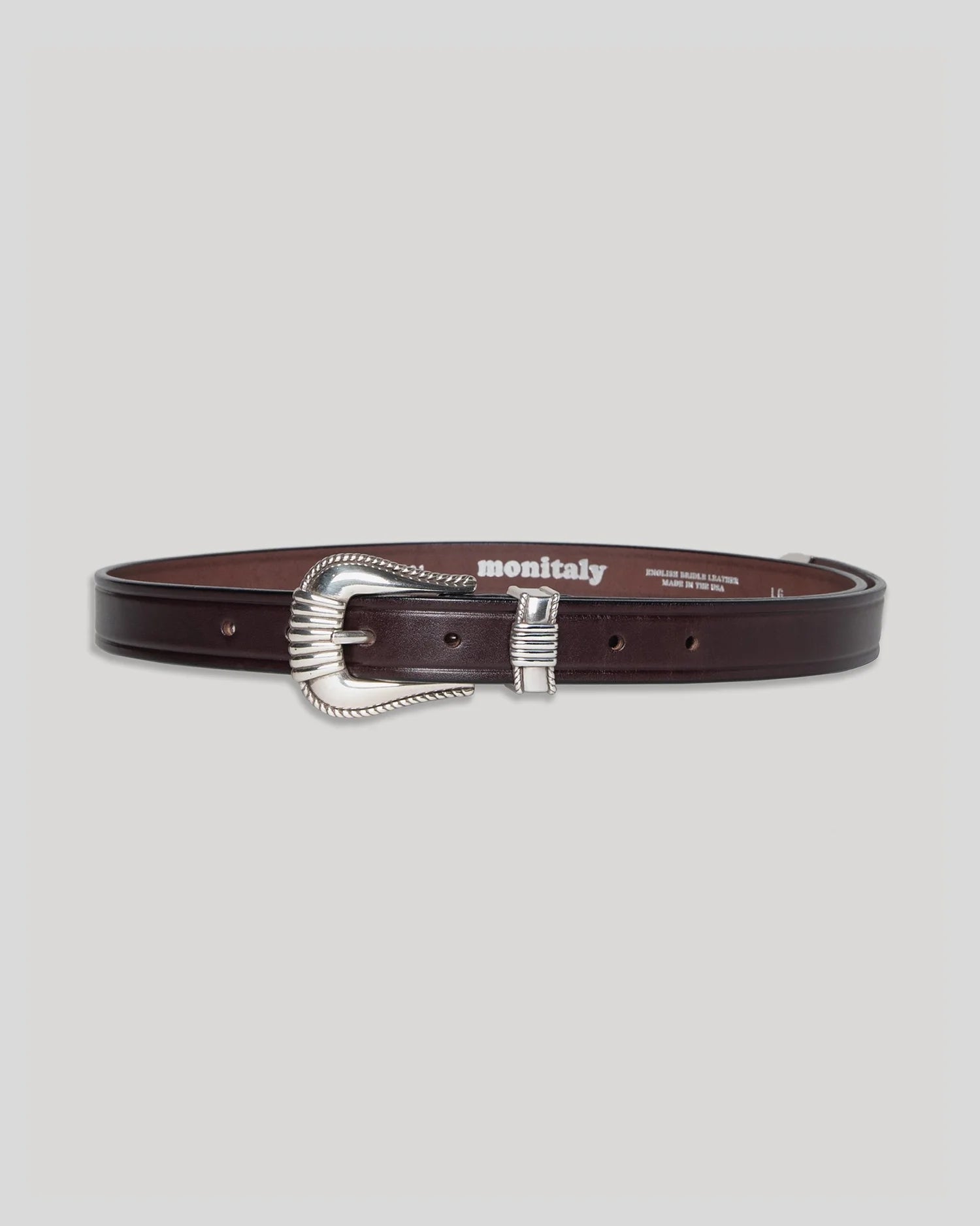 Extended 1” Creased Belt with 3-pc Silver Buckle - Havana — MONITALY