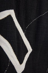 And White Statement Patchwork Textured Cotton Shirt
