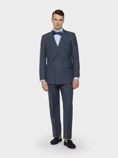 Abito macbeth doppiopetto in mohair, lana e seta blu
