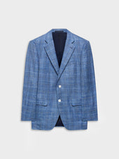 Giacca Macbeth In Lana Seta Lino A Quadri Azzurra