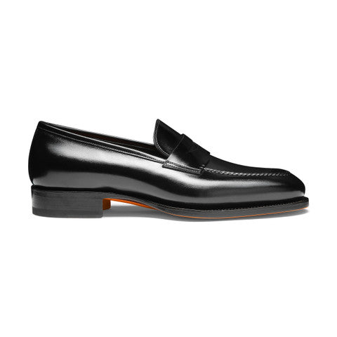 Men's black leather penny loafer