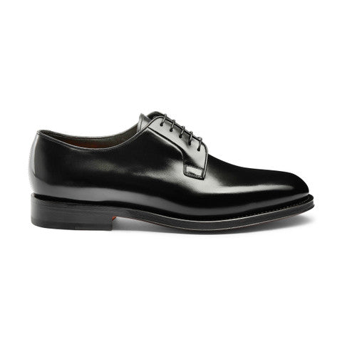Men’s polished black leather Derby shoe