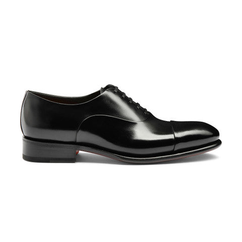 Men's polished black leather Oxford shoe