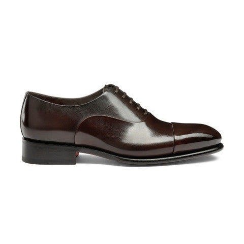 Men's polished brown leather Oxford shoe