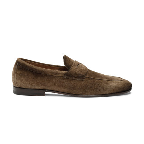 Men's brown suede penny loafer