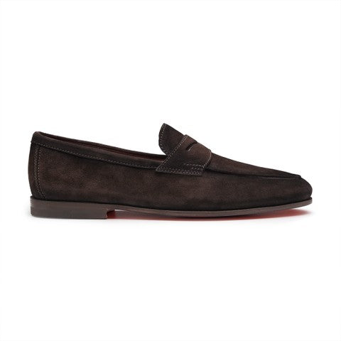 Men's dark brown suede Carlo penny loafer