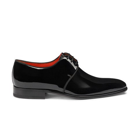 Men's black patent leather Derby shoe