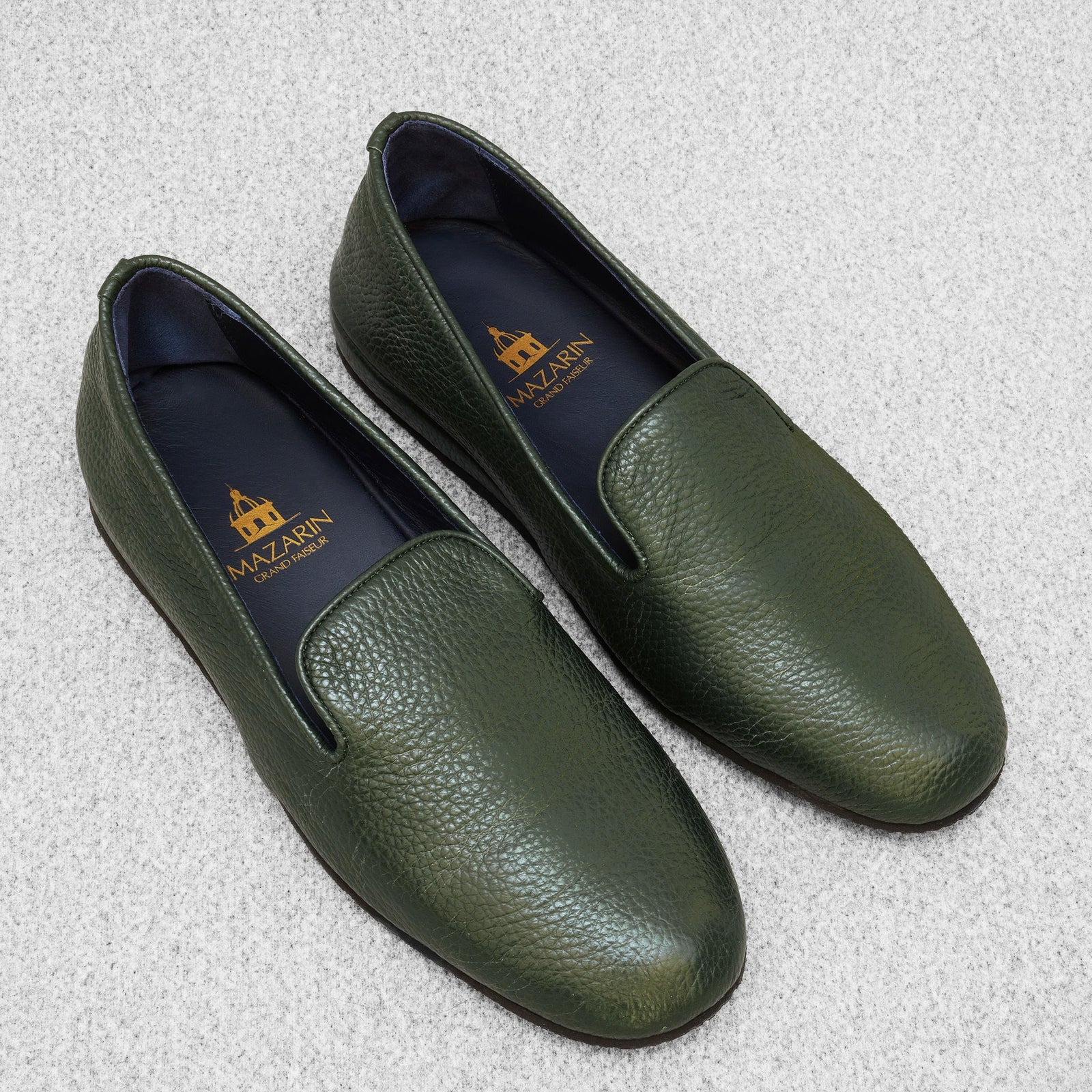 Chaussons Verts Cuir Grain
