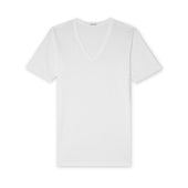T Shirt Col V Blanc Coton