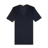 T Shirt Col V Bleu Coton