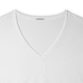 T Shirt Col V Blanc Coton Sea Island