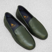 Chaussons Verts Cuir Grain