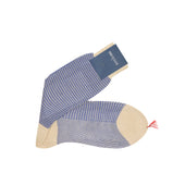 Bleu Beige Pied De Poule Fil D Cosse