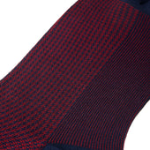 Marine Carmin Pied De Poule Fil D Cosse