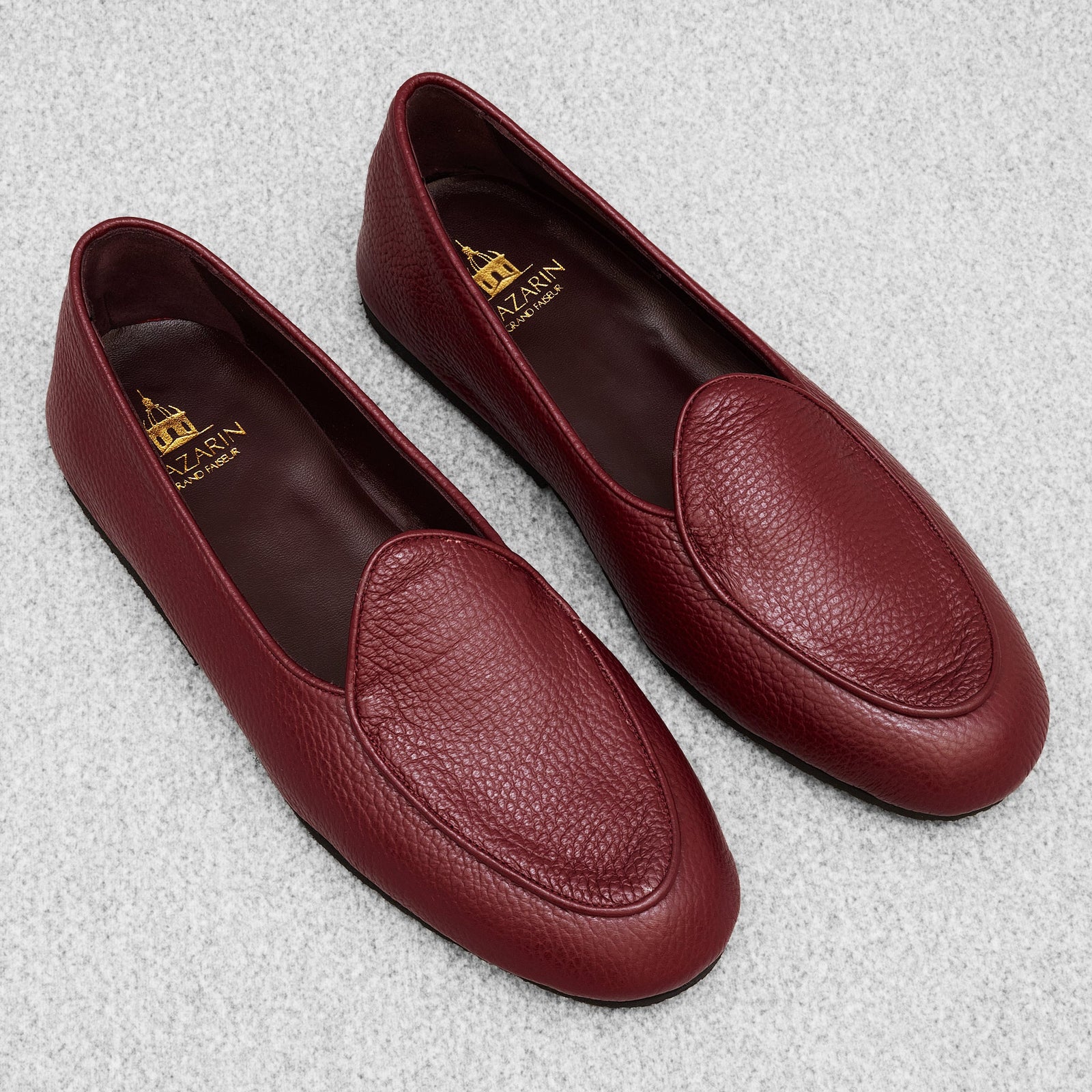 Chaussons Bordeaux Cuir Grain