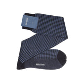 Marine Bleu Cobalt Pied De Poule Laine