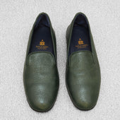 Chaussons Verts Cuir Grain