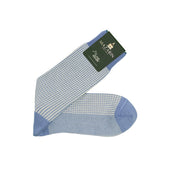 Bleu Ciel Beige Pied De Poule Super Solide En Fil D Cosse