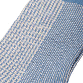 Bleu Ciel Beige Pied De Poule Super Solide En Fil D Cosse