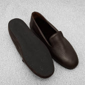 Chaussons Marron Fonc Fourr S Cuir Grain