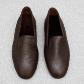 Chaussons Marron Fonc Fourr S Cuir Grain
