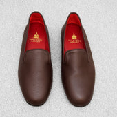 Chaussons Marron Fonc Cuir Grain