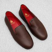Chaussons Marron Fonc Cuir Grain