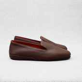 Chaussons Marron Fonc Cuir Grain