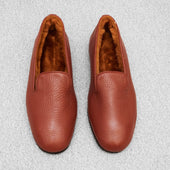 Chaussons Marron Fourr S Cuir Grain