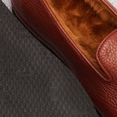 Chaussons Marron Fourr S Cuir Grain