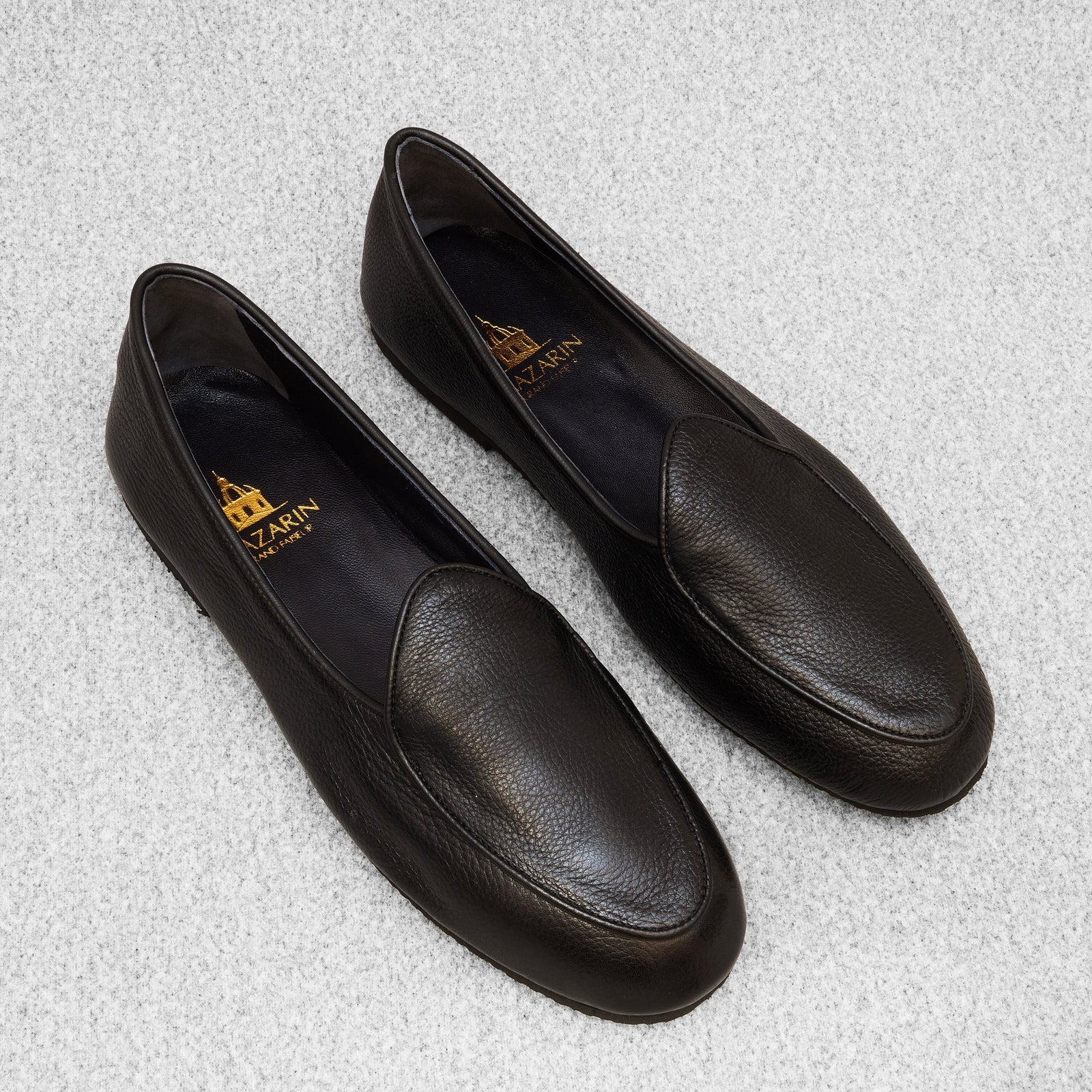 Chaussons Noirs Cuir Grain