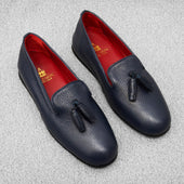 Chaussons Bleu marine - Cuir grainé