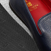 Chaussons Bleu Marine Cuir Grain