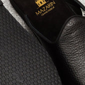 Chaussons Ouverts Noirs Cuir Grain