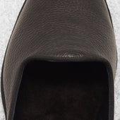 Chaussons Ouverts Noirs Cuir Grain