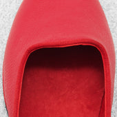 Chaussons Ouverts Rouges Cuir Grain