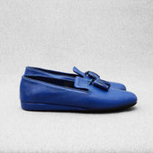 Chaussons Bleu Roi Cuir Grain