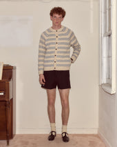 Meandering Stripe Cardigan - Cream