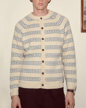 Meandering Stripe Cardigan - Cream