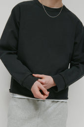 Men's Asr Cut-off Crewneck in Almost Black