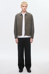 Men's Full Zip Shirt in Brown/Olive