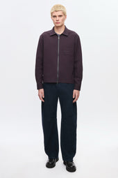 Men's Full Zip Shirt in Cocoa/Navy
