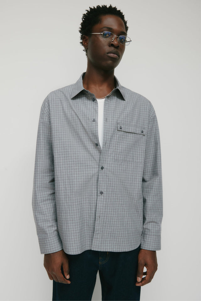 Men's Haydar Shirt in Grey/Lavender Ash Check