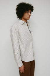 Men's Haydar Shirt in White/Grey Check