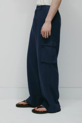 Men's Sila Linen Cargo Pant in Dark Indigo