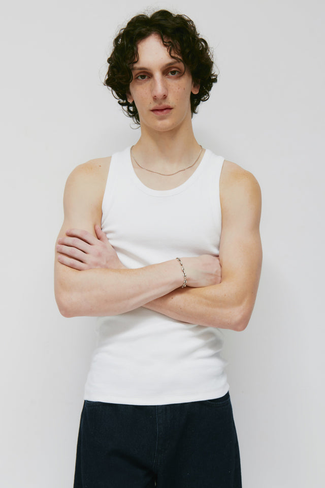 Men's Rib Tank in White