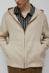 Men's Sila Linen Hoodie in Stone