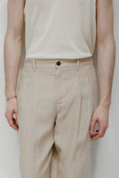 Men's Sila Linen Trouser in Stone