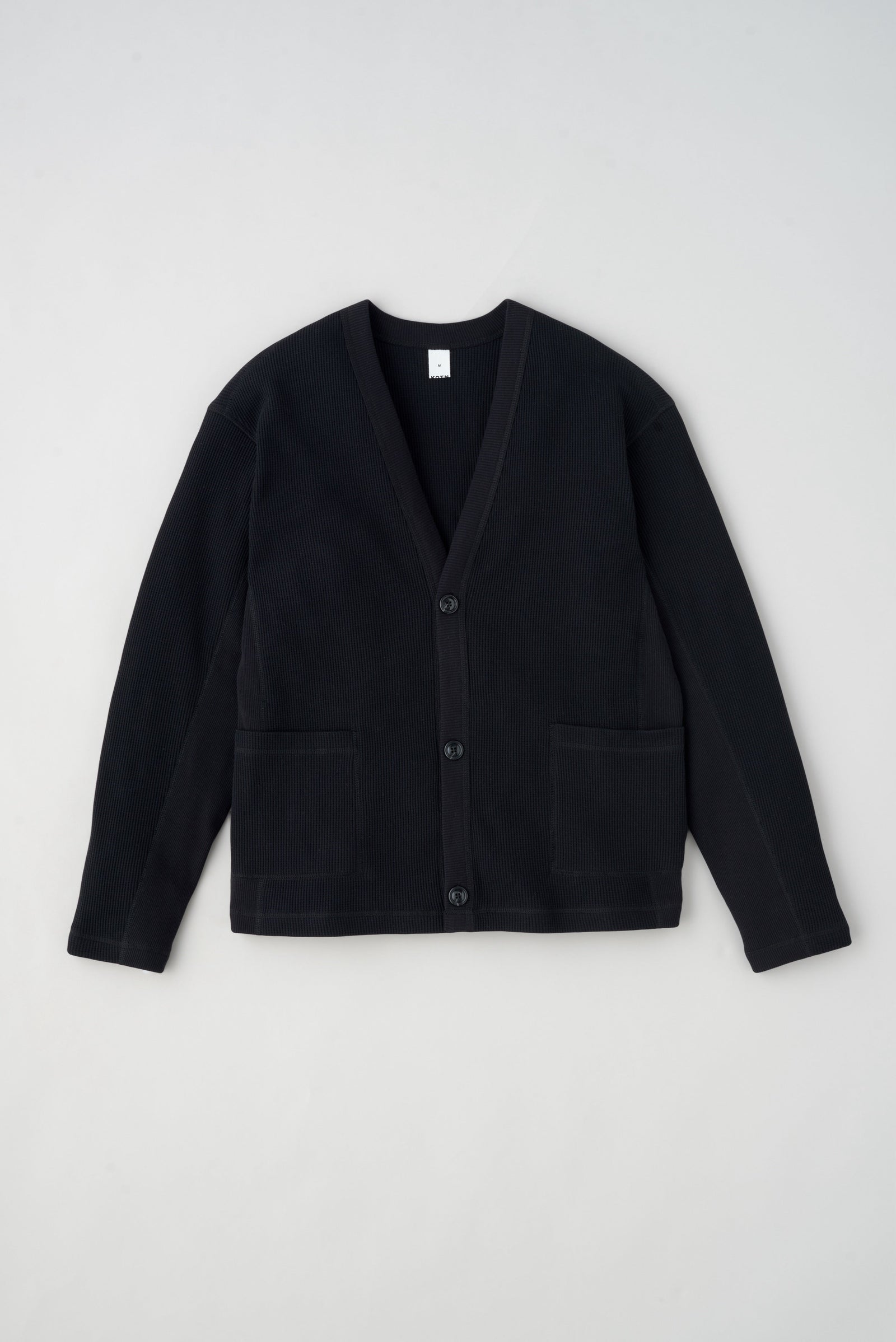 Atlas Waffle Cardigan in Black